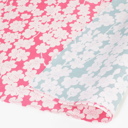 Reversible Furoshiki 19"- Isa Monyo Sakura Pink/Mint Blue