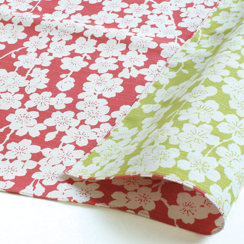 Reversible Furoshiki 19"- Isa Monyo Sakura Pink/Green