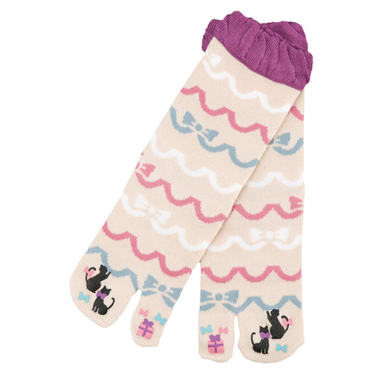 Tabi Socks - Women's Black Cat Ribbon