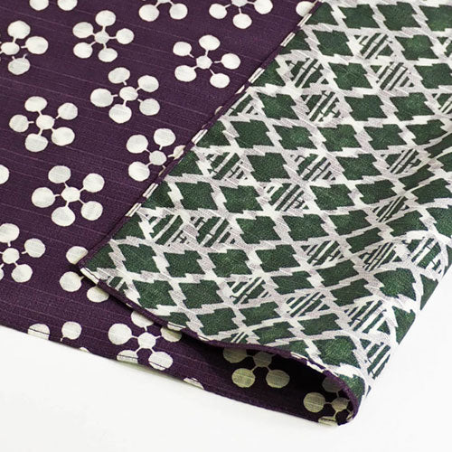 Reversible Furoshiki 19"- Fuku Musubi Japanese Apricot/Pine Bamboo Purple/Green