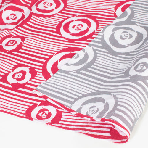 Reversible Furoshiki 19"- Isa Monyo Camellia Red/Grey