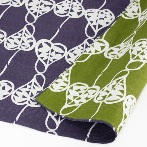 Reversible Furoshiki 19"- Isa Monyo Heart Vine Purple/Green