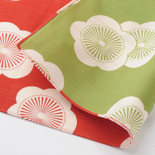 Reversible Furoshiki 19"- Isa Monyo Ume Red/Green
