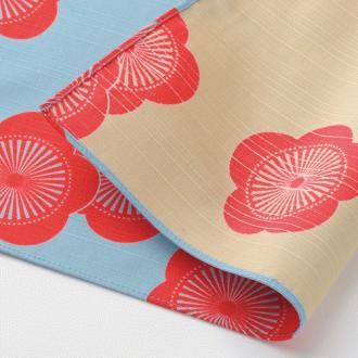 Reversible Furoshiki 19"- Isa Monyo Ume Blue/Beige