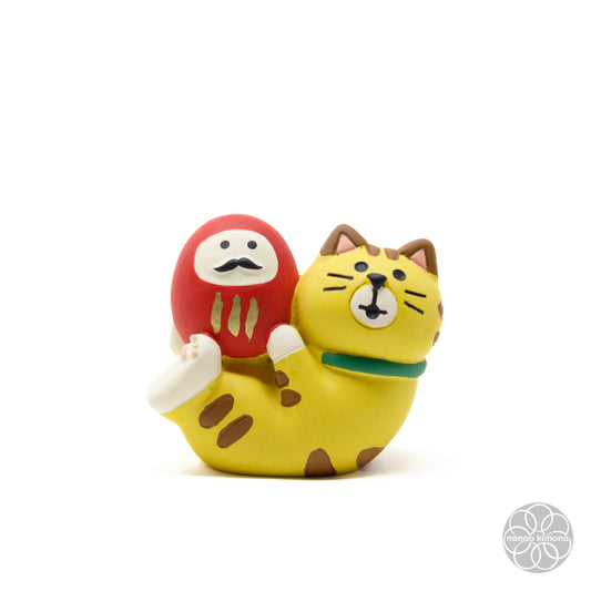 Miniature - Cat Holding Daruma