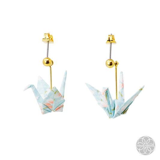 Pierced Earrings - Origami Crane Kyoto Sakura