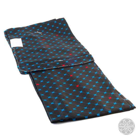 Women's Washable Hitoe Kimono - Blue Diamonds on Black