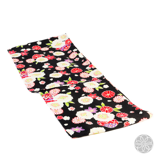 Women's Washable Kimono - Flowers on Black