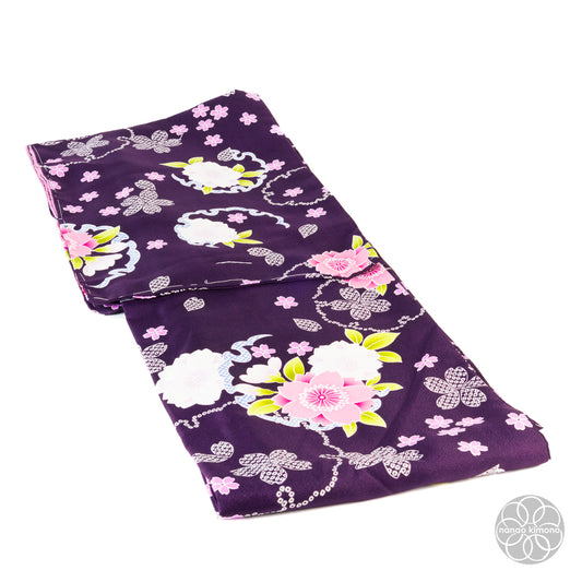 Women's Washable Kimono - Flowers on Purple