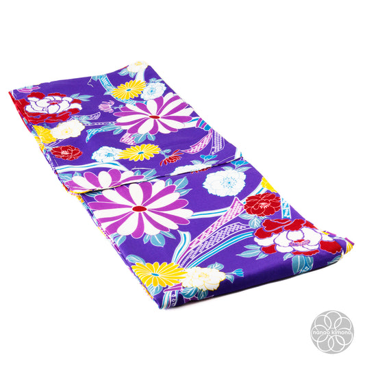 Women's Washable Kimono - Flowers on Purple