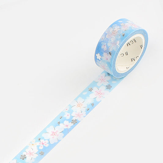 Washi Tape 15mm - Foil Stamping Sakura Blue