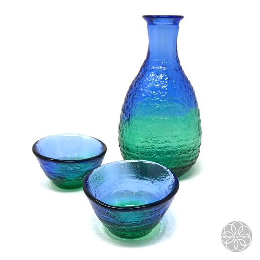 Sake Set - Glass Blue Green