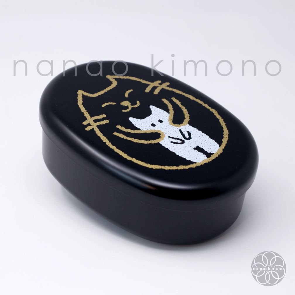 Bento Box - Cat Oval Black 480ml