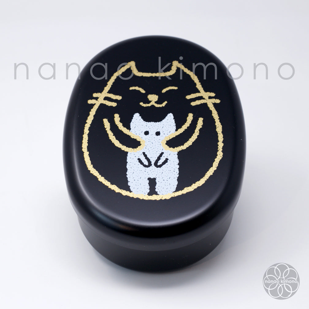 Bento Box - Cat Oval Black 480ml