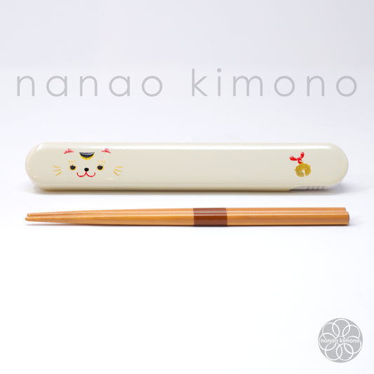 Chopsticks & Case - Maneki Neko White