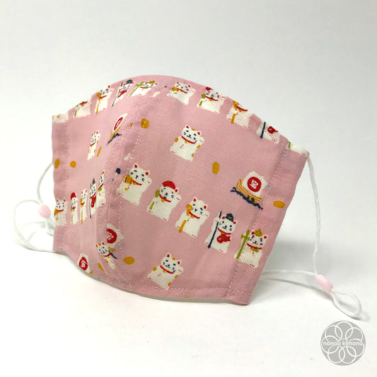 M Tenugui Face Mask - Fortune Cat Pink