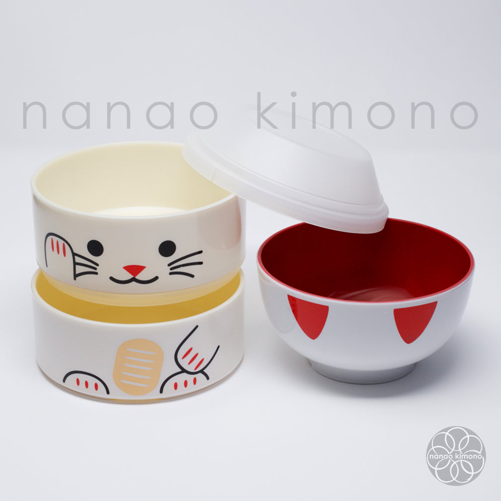 Bento Box - Maneki Neko White(Kokeshi) L