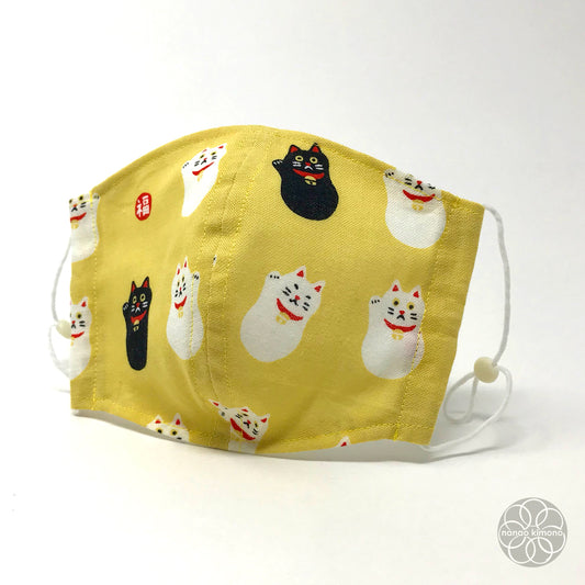 M Tenugui Face Mask - Fortune Cat Yellow