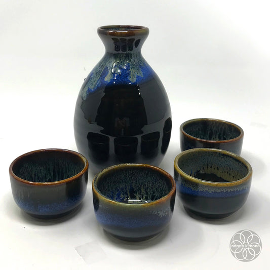 Sake Set - Black Blue Flow