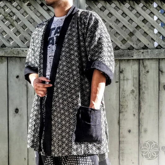Noragi Kimono - Flower of Life Traditional Sashiko