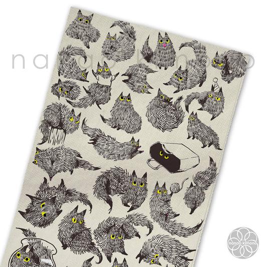Tea Towel - Black Fluffy Cat
