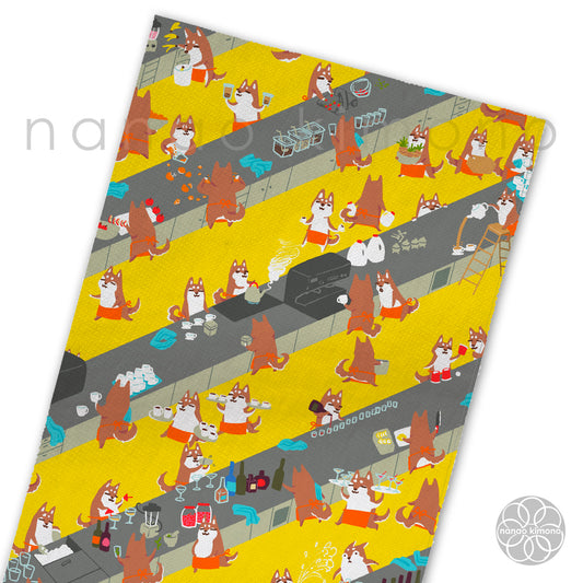 Tea Towel - Barista Shiba Dogs