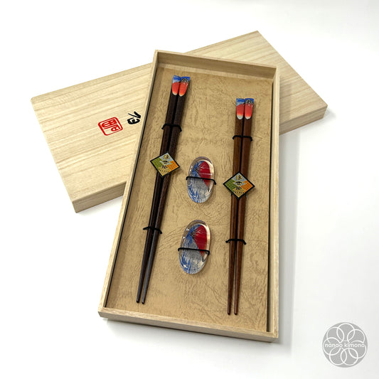 Chopsticks and Rests - Red Mt. Fuji (Set of 2)