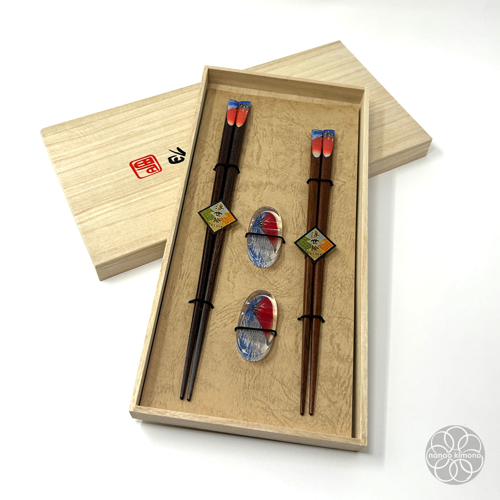 Chopsticks and Rests - Red Mt. Fuji (Set of 2)