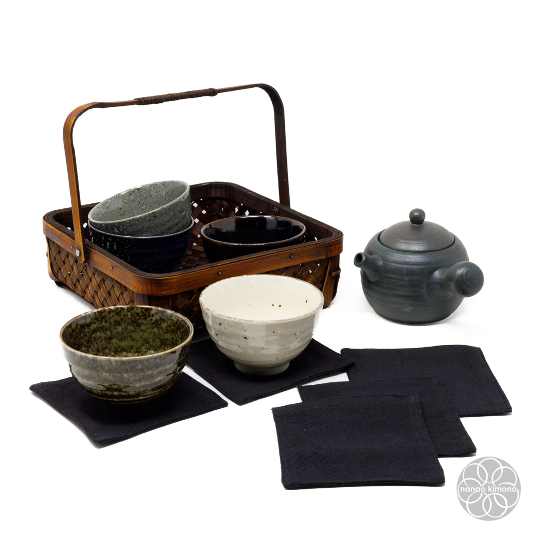 Tea Basket - Teapot + 5 Cups + Coasters