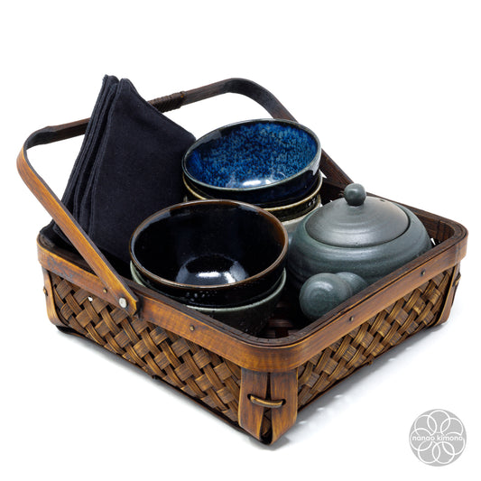 Tea Basket - Teapot + 5 Cups + Coasters