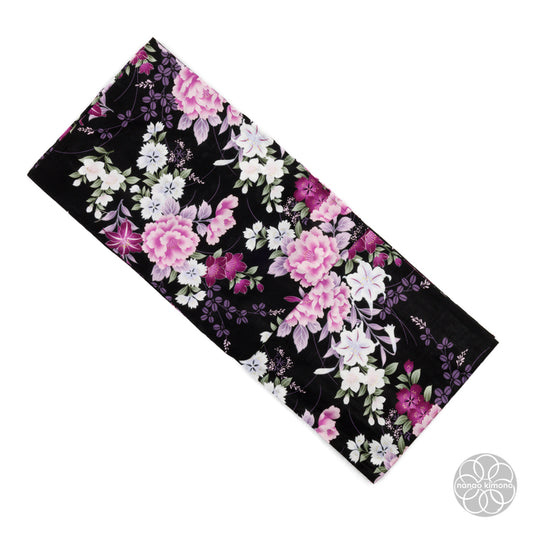 Women's Yukata Wide - Pink Flowers on Black