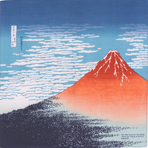 Furoshiki 19"- Ukiyoe Koshu Kajikazawa Hokusai Katsushika Indigo