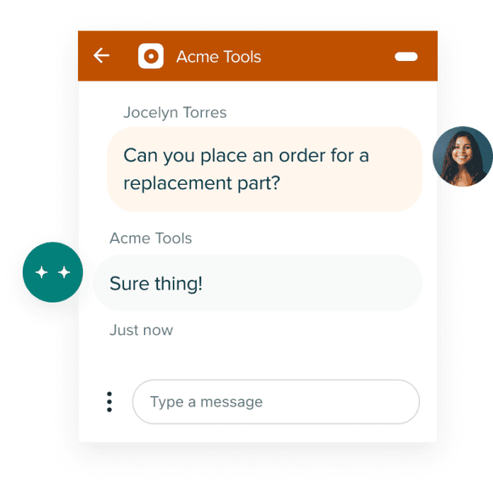 Product screen: Customer chat window