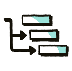 Three panels are connected with arrows, The pattern of each is slightly different, just like how you can customise Zendesk.