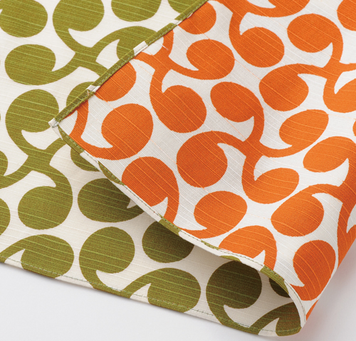Reversible Furoshiki 19"- Isa Monyo Shinme Green/Orange