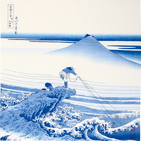 Furoshiki 19"- Ukiyoe Koshu Kajikazawa Hokusai Katsushika Indigo
