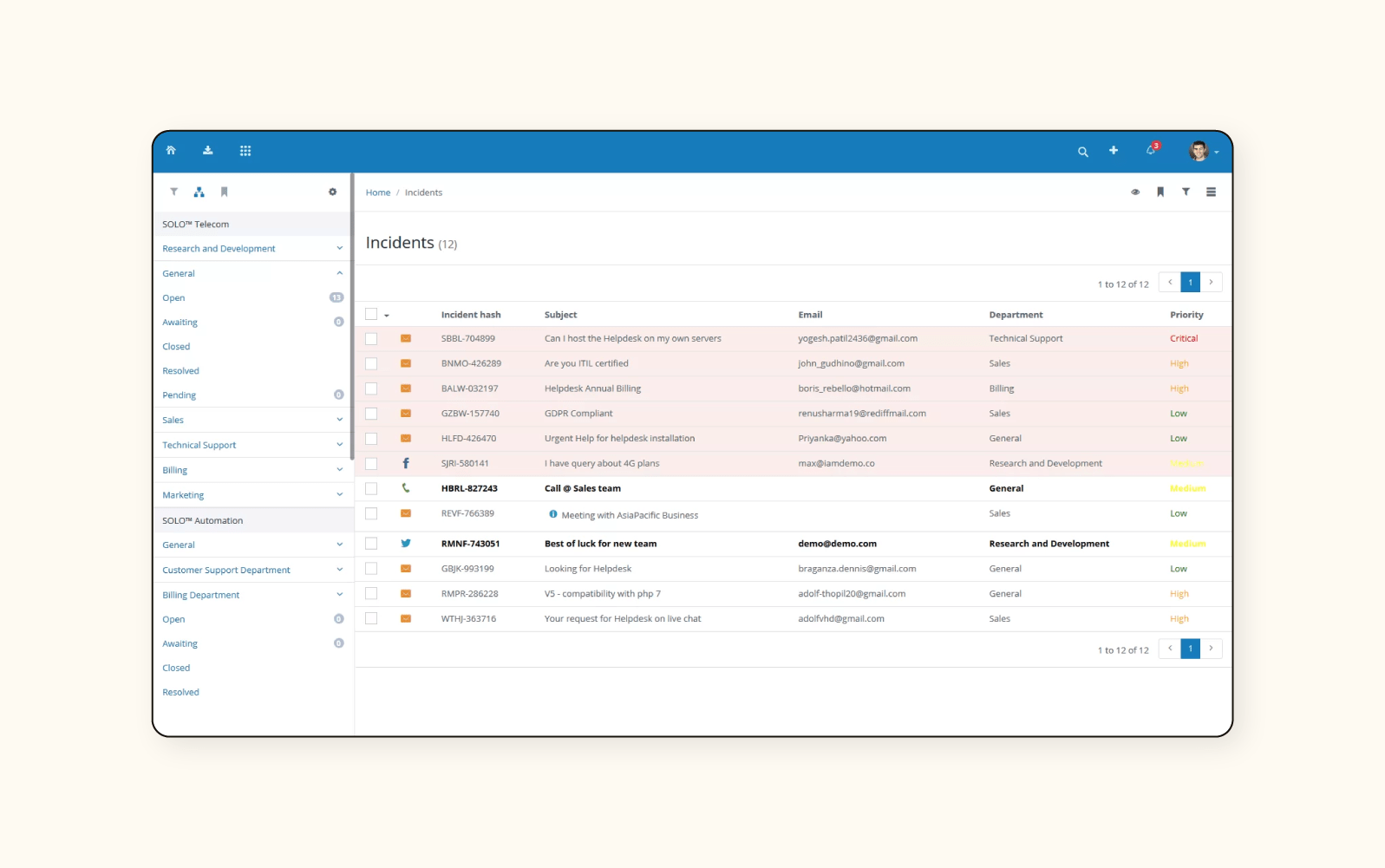 A screenshot shows the online help desk ticketing system from Vision Helpdesk.