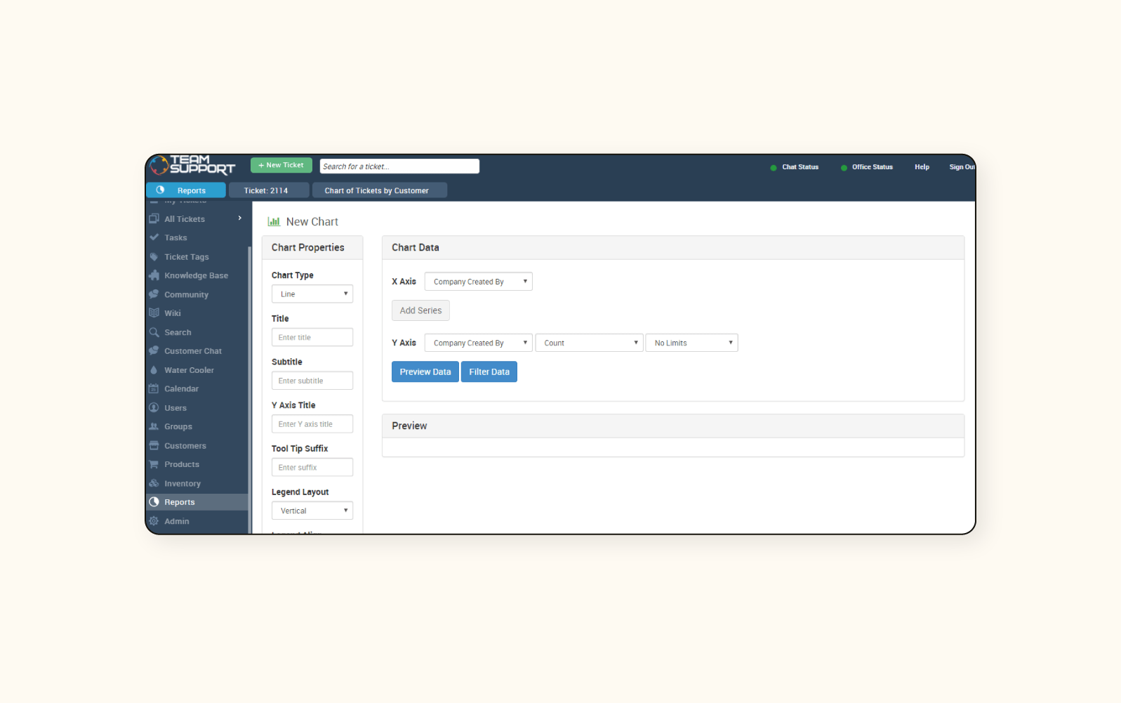 A screenshot shows the ticketing system for IT support from TeamSupport.